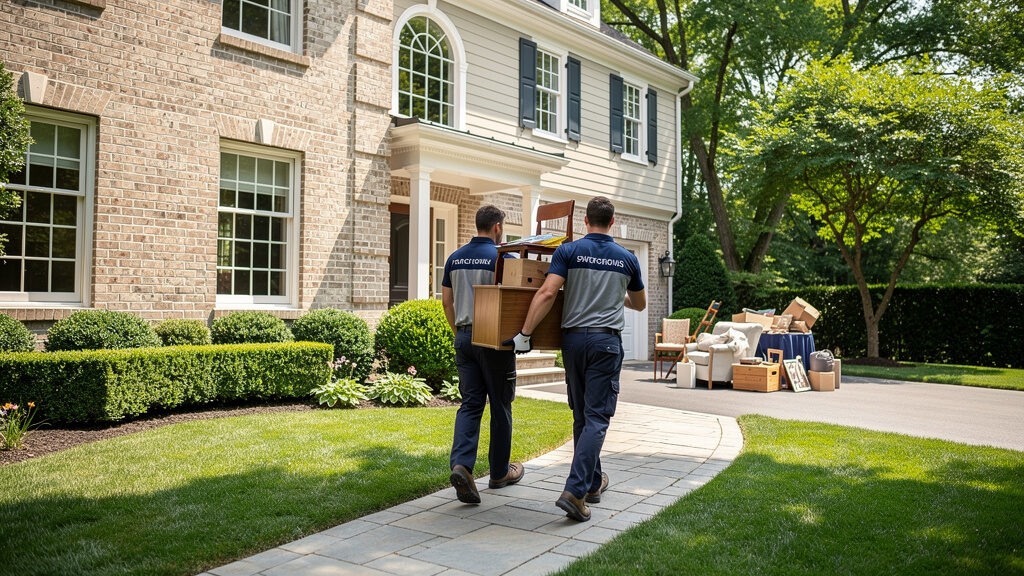 Professional junk removal service in a Chevy Chase residential neighborhood