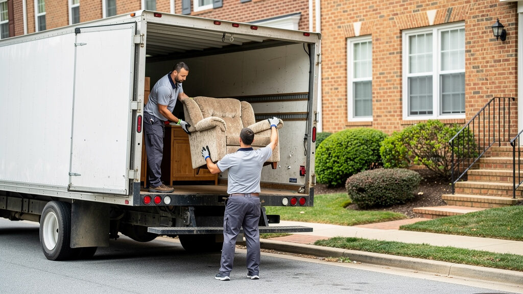 Junk Gorillas crew hauling furniture from a Silver Spring home