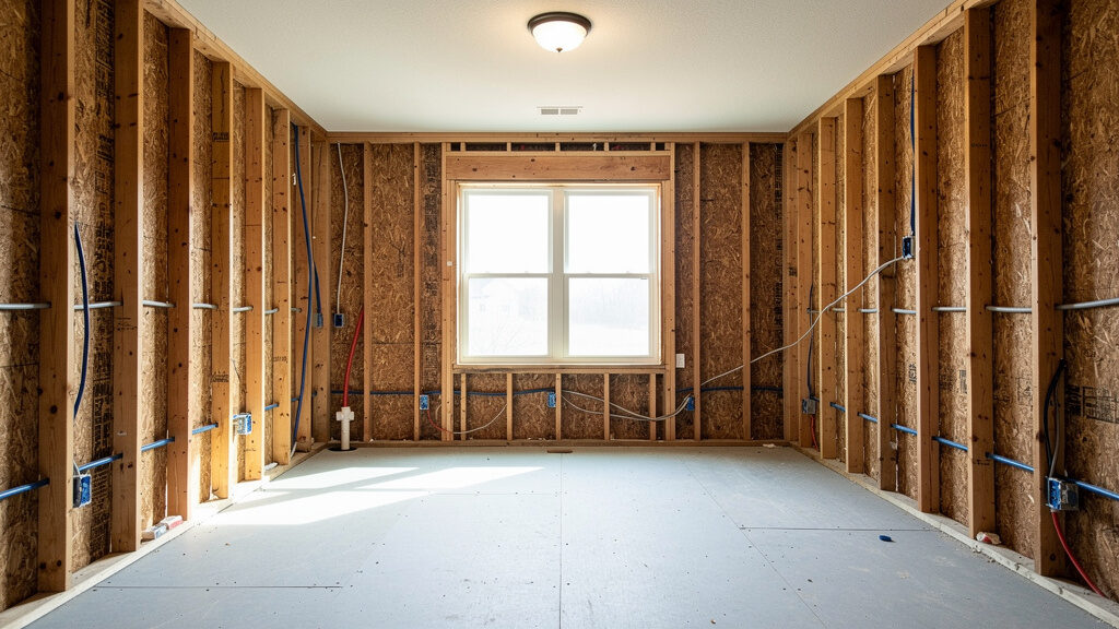 Clean bathroom space after professional demolition and debris removal