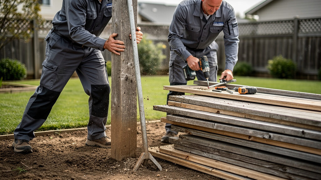 Fence removal with concrete footer extraction