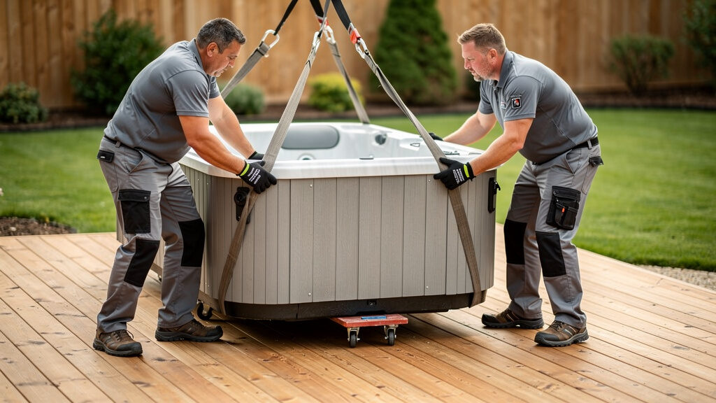 Hot tub removal in progress in Potomac