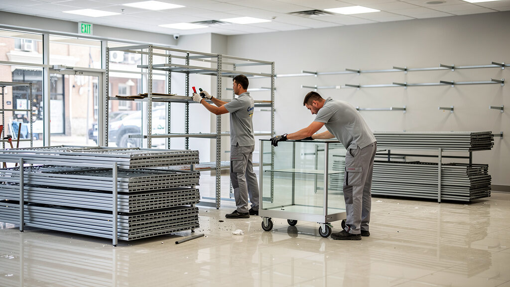 Retail store interior being prepared for cleanout