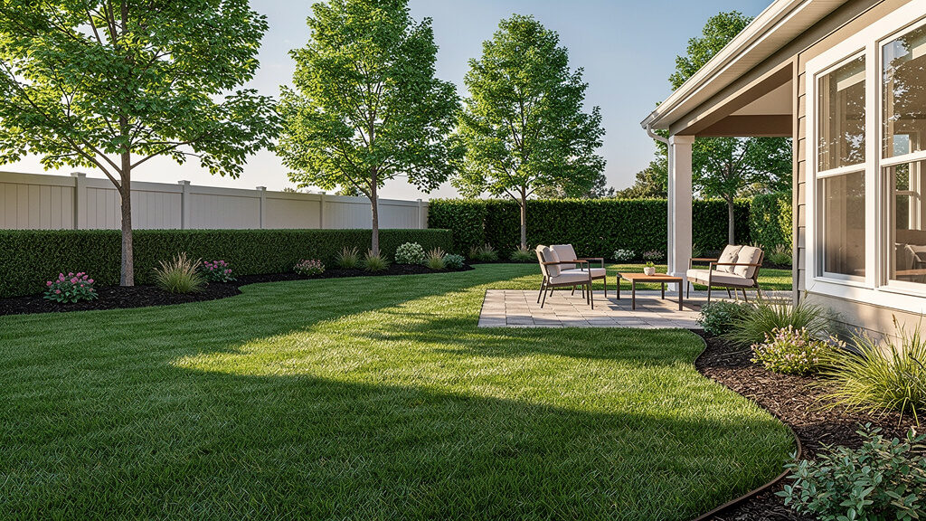 Yard cleared after removal of landscaping debris